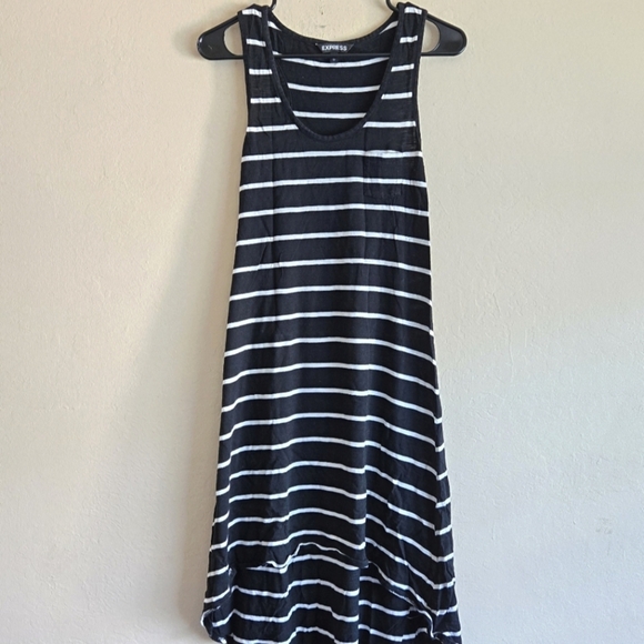 Express Sleeveless Black and White Striped High Low Midi Dress Size Large - Picture 1 of 9